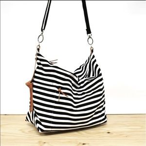 Black and white striped Canvas bag. *CUSTOM MADE*
